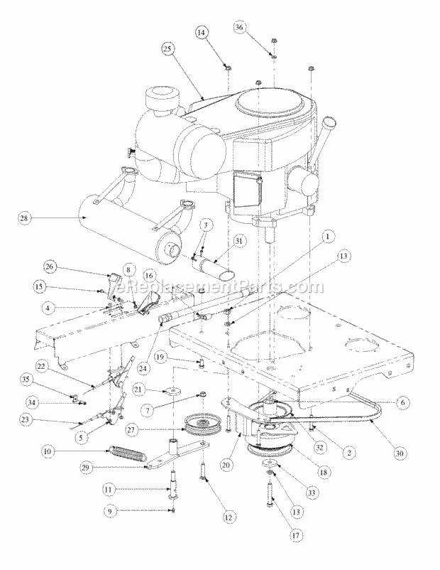 Engine Assembly Kawasaki Diagram and Parts List for M48-KW 53CB5DAV750-19-HP-OHV Cub Cadet Lawn Tractor